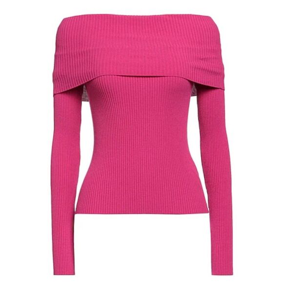 NWT MSGM Milano fuschia pink off the shoulder ribbed shirt sz XL - Picture 1 of 5